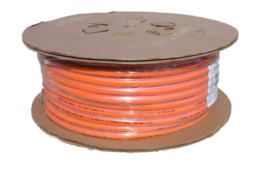 orange on cardboard reel Piranha Sewer Equipment Jetter Cleaning hose sp20 1.25 Orange rodder pump