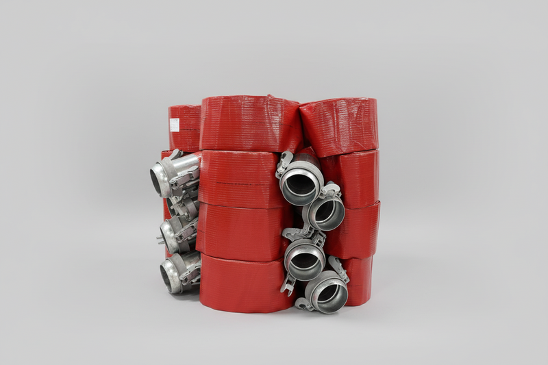 Load image into Gallery viewer, Red Layflat Hose Assembly w/Male Bauer * Female Bauer Fittings
