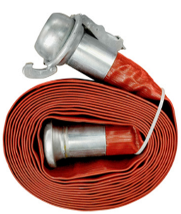 Red Lay Flat Hose with Bauer Fittings