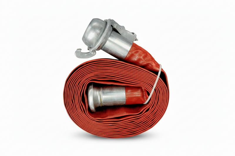 Load image into Gallery viewer, Red Layflat Hose Assembly w/Male Bauer * Female Bauer Fittings

