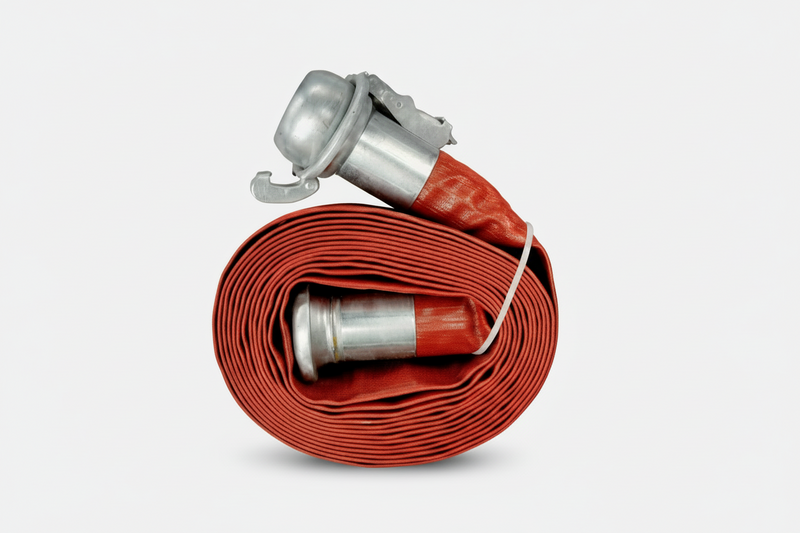 Load image into Gallery viewer, Red Layflat Hose Assembly w/Male Bauer * Female Bauer Fittings
