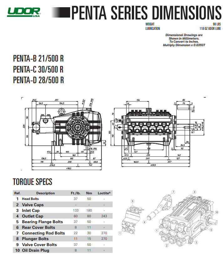Load image into Gallery viewer, UDOR Penta-Series Industrial Plunger Pump 
