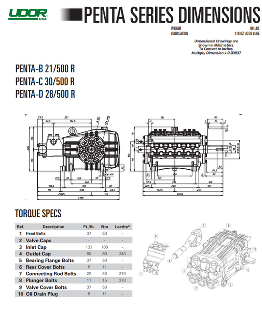 UDOR Penta-Series Industrial Plunger Pump 