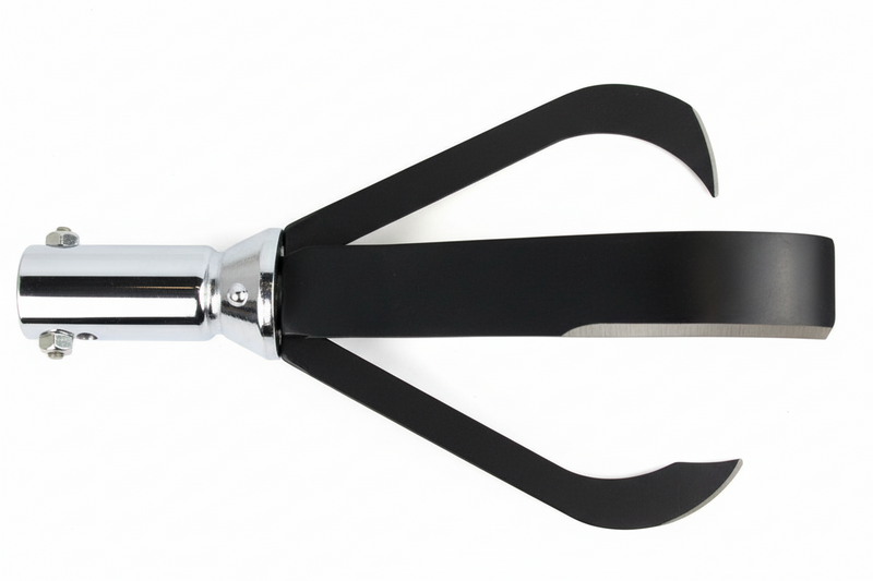 Load image into Gallery viewer, A black flexible root cutter with sharp blades designed for pipe cleaning.  tasks.  American Sewer Parts flex blade chuck hub
