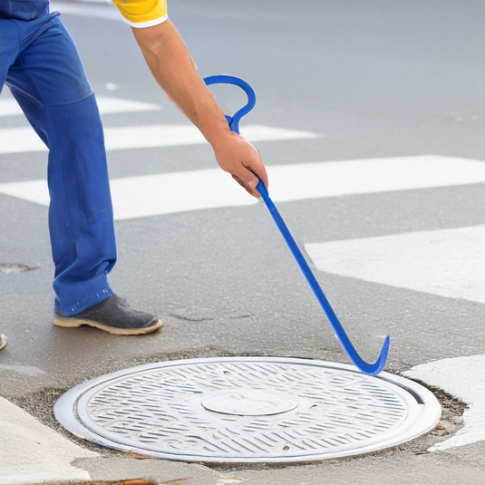 manhole hook opening manhole cover on street