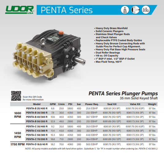 UDOR Penta-Series Industrial Plunger Pump 