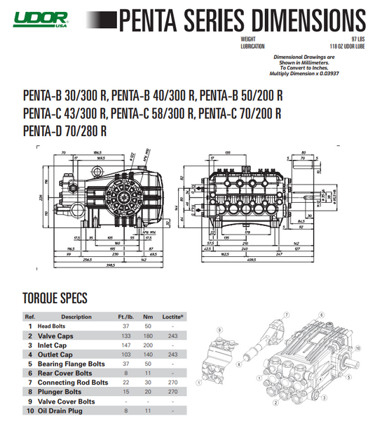 UDOR Penta-Series Industrial Plunger Pump 